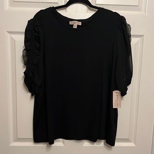 NWT black Philosophy dressy tee with sheer sleeves Size 2x